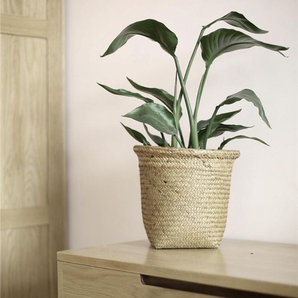 

laundry bags storage basket household foldable fruit nordic style seagrass hand-woven garden plant flower pot opbergmanden