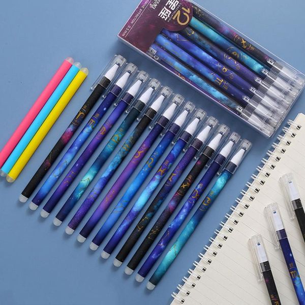 

gel pens 12 constellations erasable pen kawaii school supplies 0.5mm stationery 12pcs/set canetas black blue ink