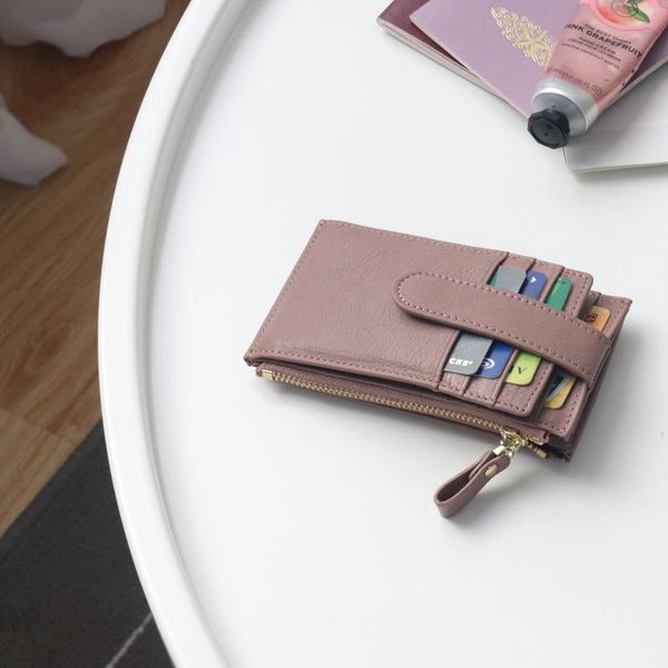 

70% off design handbag business real cover 2019 new head leather multi-function card bag clip zero wallet female 8rsm, Brown;gray