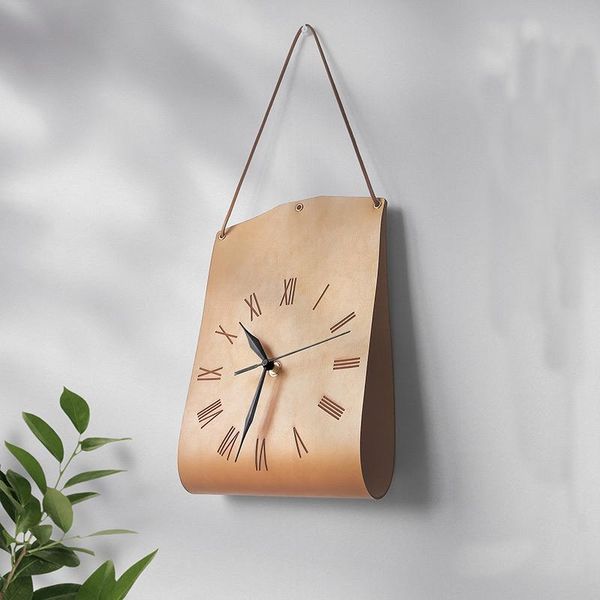 

wall clocks pocket creative clock modern design retro pu leather personalized living room bedroom silent decorative