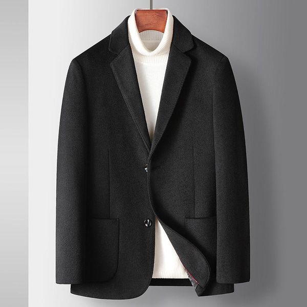 

men's suits & blazers wool suit men 2021 autumn and winter thick jacket solid color single-breasted business casual blazer, White;black