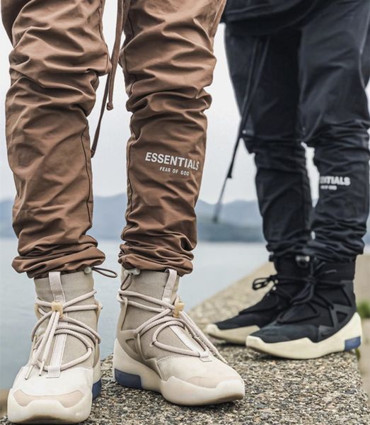 

fg mens clothing essential pants fog double-line reflective logo letter trousers men and women fear of god casual nylon pant, Black