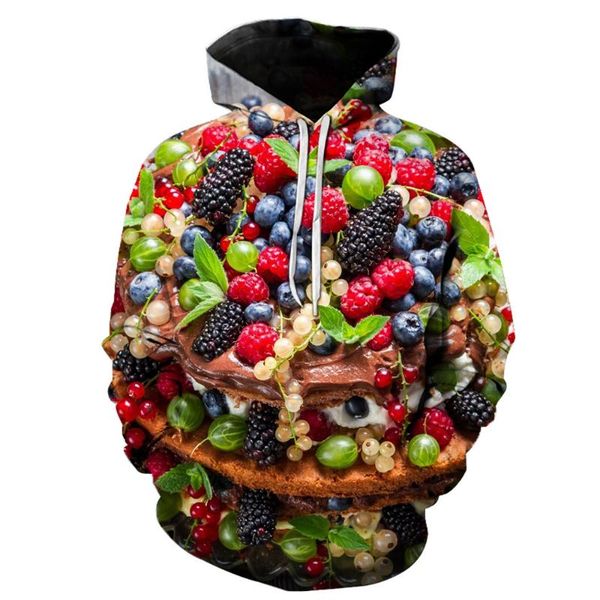 

men's hoodies & sweatshirts fashion 3d print funny watermelon grape fruit dish pullover sleeve streetwear sweatshirt, Black
