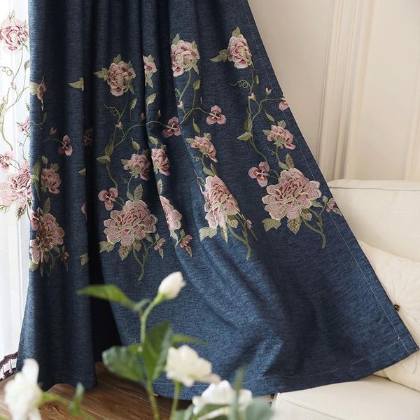 

curtain & drapes rose embroidered screen cotton linen living room bedroom study