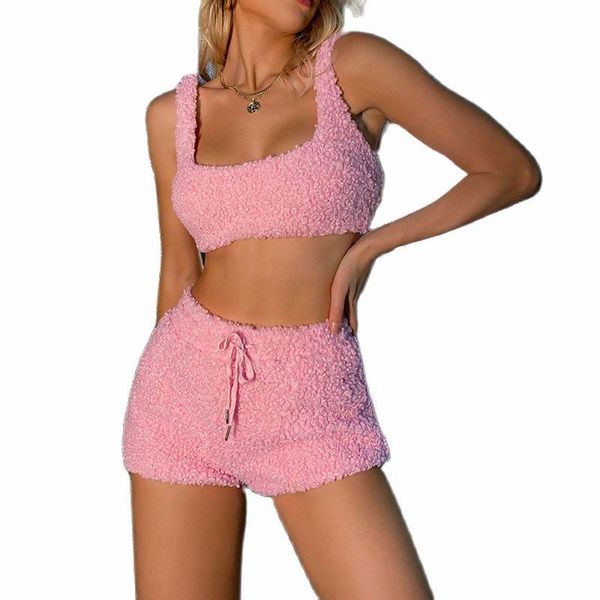 

women's tracksuits 2 piece outfits plush velvet sets women casual sports sweatshirt solid mini biker shorts two outfit party, Gray