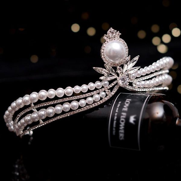 

hair clips & barrettes rhinestone pearls wedding crown royal princess diadem crystal tiaras headbands for women bride accessories, Golden;silver