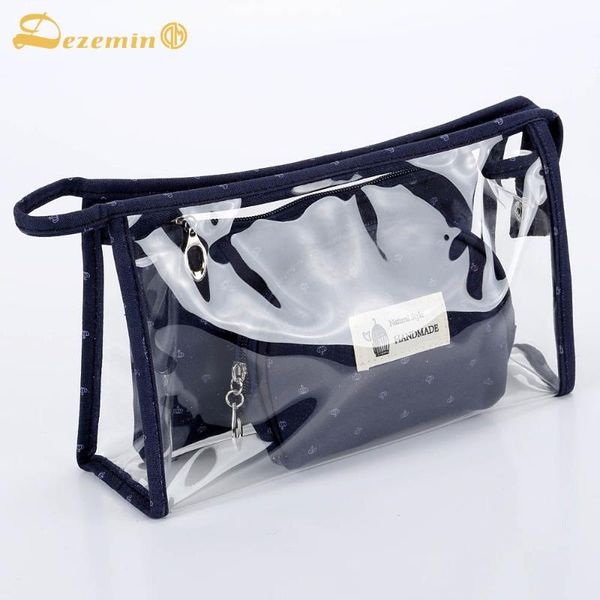 

pack of 3 dezemin clear cosmetic bags with zipper crown makeup pouch & cases