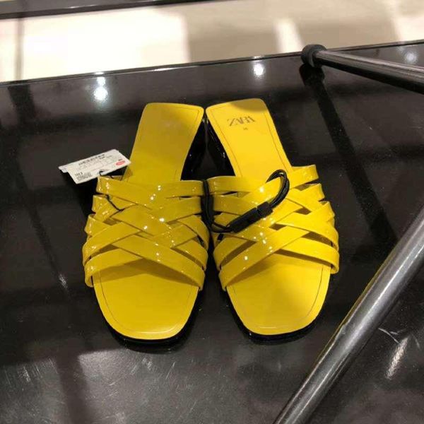 

women's slipper shoes yellow woven flat sandals women cross slippers slide, Black