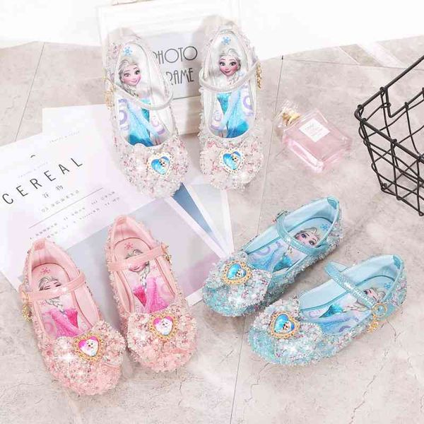 

snow ice princess spring and autumn 2020 new children's soft sole single little girl flat crystal shoes
