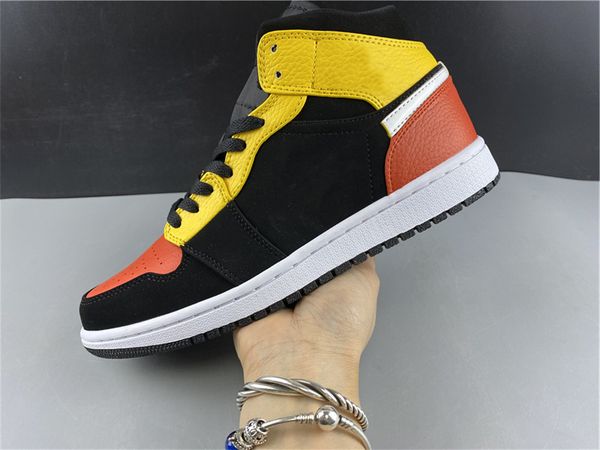 

mens 1 og mid raygun basketball shoes jumpman i yellow red black designer sports sneakers with size