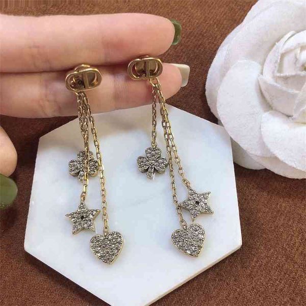 

75% off outlet online years new three ye grass star love tassel earrings fashion, Silver