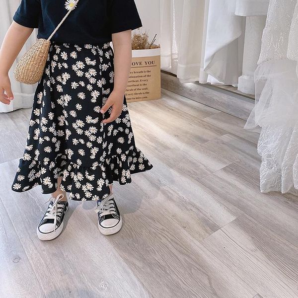 

summer cute girls floral soft chiffon skirts korean style baby girl dot all-match falbala skirt