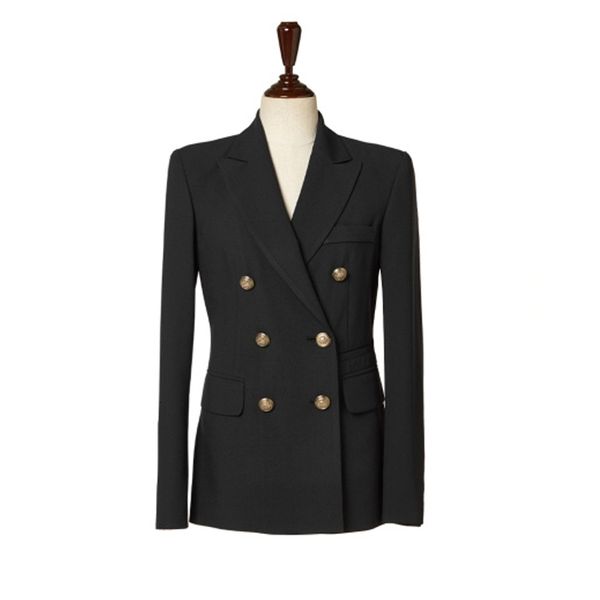 

women's autumn korean version of the self-cultivation double-breasted long section small suit fashion jacket 201009, White;black