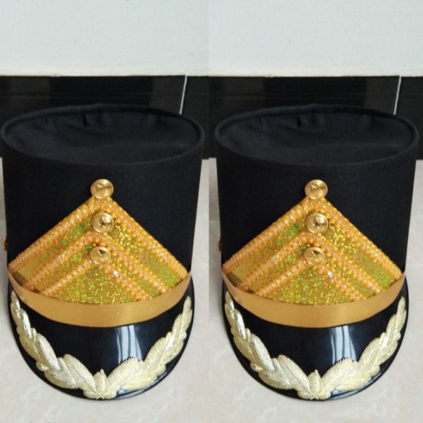 

party masks black military cosplay hats for adults and children school drum team el waiter headwear