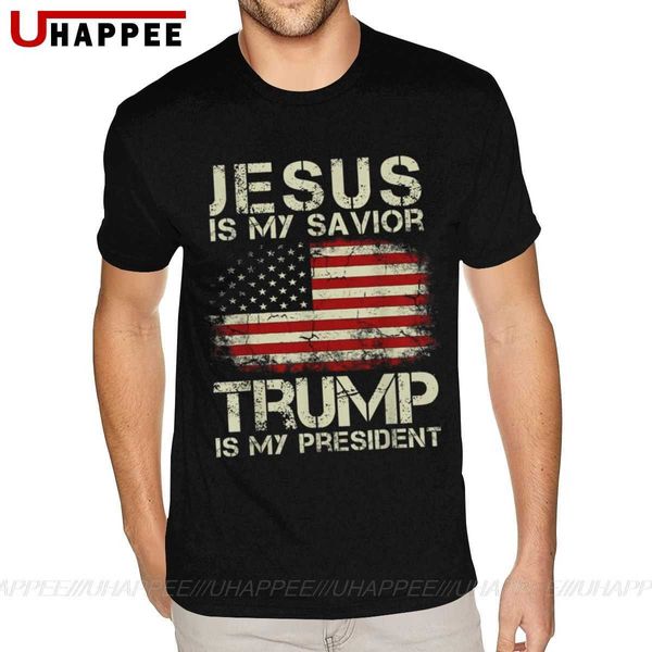 Jesus engraçado é meu presidente do Savior Trump Tees Camiseta Homens sobe de manga curta de algodão o-pescoço camisetas 210629