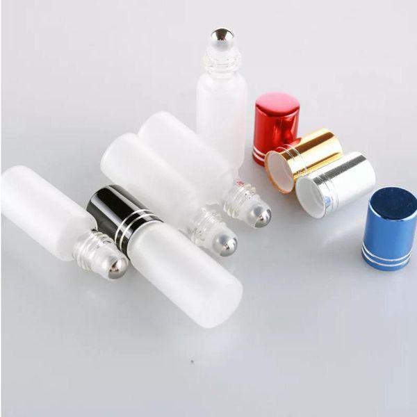 

10pcs 5ml roller bottlesmultiple colors to choose thick glass steel roll on ball for essential oils empty bottle storage bottles & jars