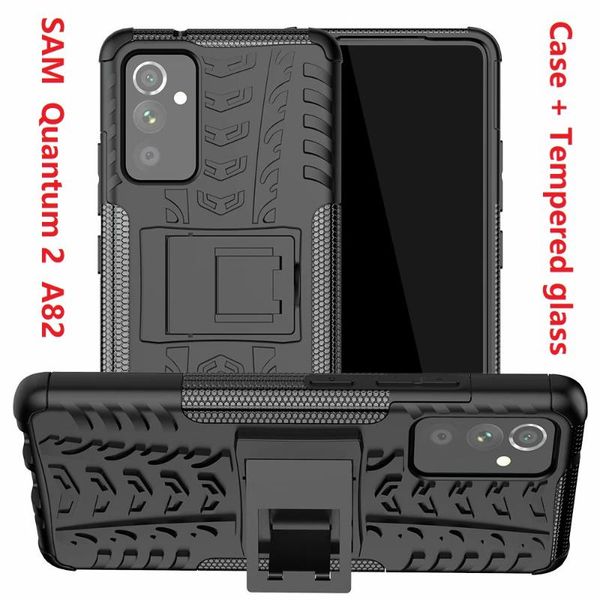 

cell phone pouches hybrid for samsung galaxy quantum 2 hard case +tempered glass a82 soft gel protection silicon cover