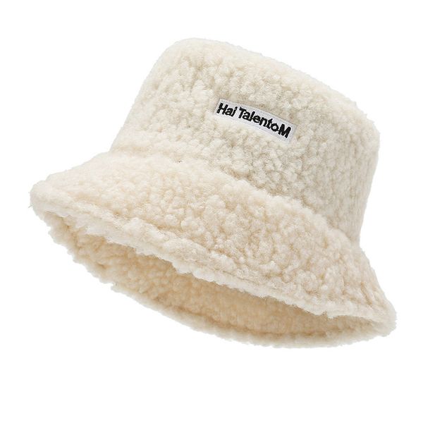 

outdoor hats sports capsbucket hat female winter lamb warm embroidery letters fisherman-hat japanese leisure shopping tourism cold basin, Black;white