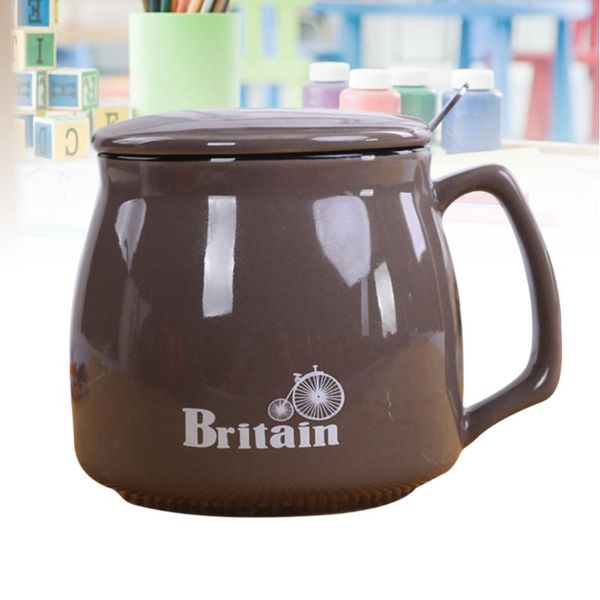 

380ml vintage ceramic mug coffee cup tea with cover and spoon for home office cafe (britain) mugs
