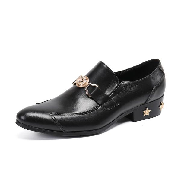 

dress shoes fashion shoes, without men's laces, oxford clothing 2021 novelty, leather shoe, Black