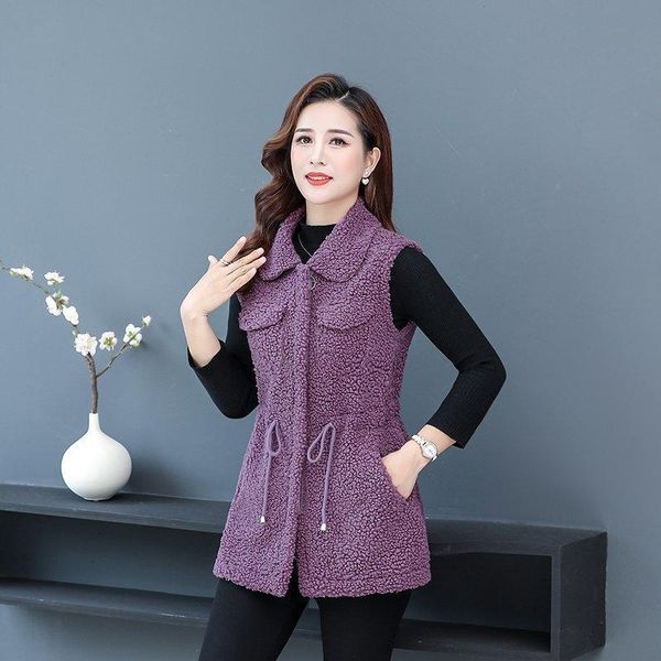 

women's vests woman lamb jacket waistcoat solid hooded sleeveless vest warm winter outwear 8ji7, Black;white