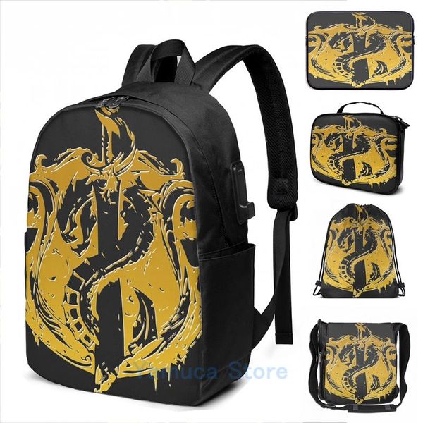 

backpack funny graphic print gold dragon usb charge men school bags women bag travel laptop