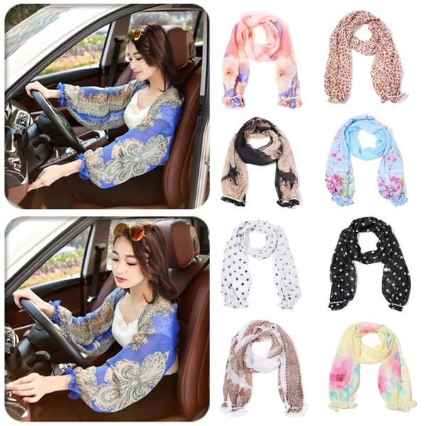 

elbow & knee pads 1pc women summer anti-uv arm protection sleeves chiffon shawl cool thin outdoor driving/cycling sun clothing, Black;gray