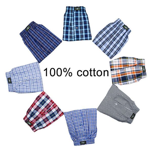 

underpants men boxer plaid cotton underwear fashion male sleep bottoms shorts soft comfortable breathable homewear plus size, Black;white