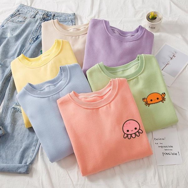 

animal cute women hoodie pullover couple hoodies lovers sweatshirt cotton female itself kpop coat winter loose thick jumper women's & s, Black