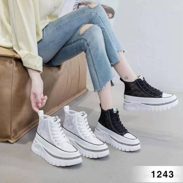 

boots 2021 summer leather boots, thick soled women's lace up short tall and thin, versatile breathable net, Black