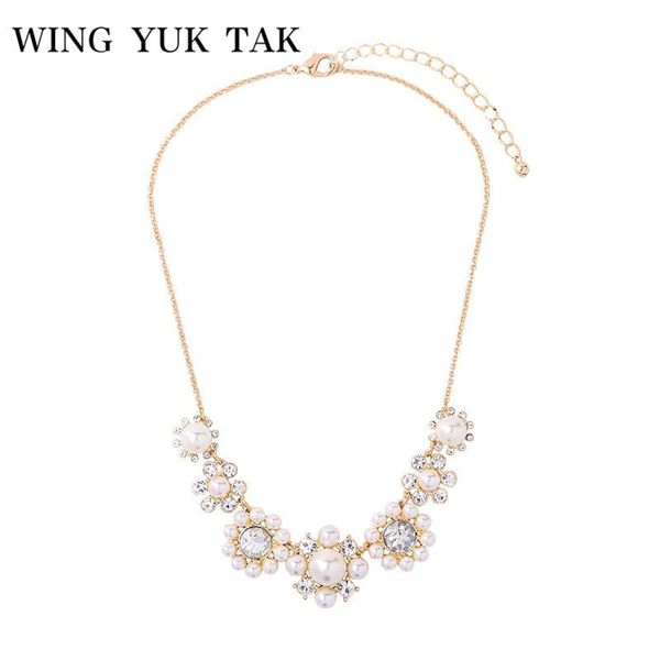 

pendant necklaces wing yuk tak classic plant flower women's necklace fashion romantic statement simulated white pearl & pendants, Silver