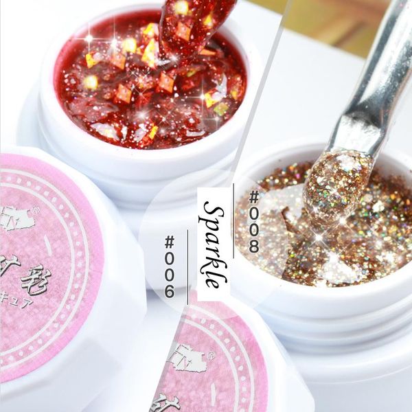 

pinpai 8g sparkle platinum glitter nail gel led soak off lacquer shiny sequins decorations uv varnish painting polish, Red;pink