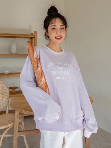 

dazy letter graphic drop shoulder titching pullover a2kb#, White;black