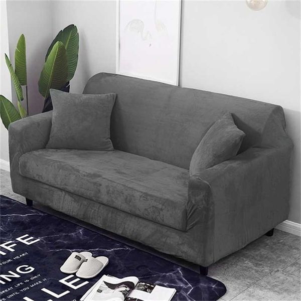 Funda de sofá de tela de felpa Toallas universales para sala de estar Cubre Couch LoveSeat en forma de L 1/2/3/4 plazas 211116