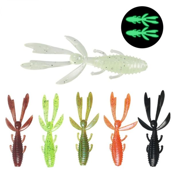 20pcs / saco camarão iscas de pesca macia 62mm 1.8g com gosto de camarão de sal para texas rigbo fro iscas bass