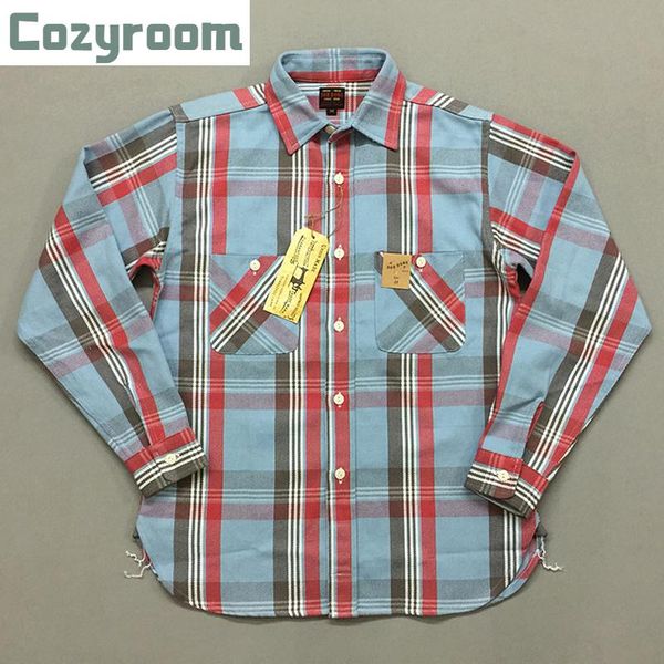 

cozyroom men's plaid work shirts selvage long sleeve check cotton casual, White;black