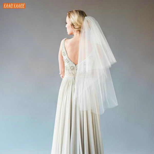 

bridal veils elegant 75cm white short veil with comb ivory bride soft tulle cut edge two layer veiling wedding accessories, Black