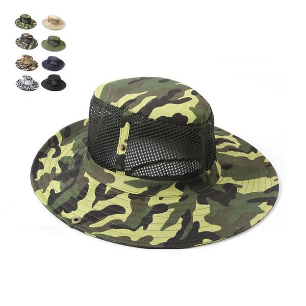

cloches fashion camouflage summer caps for men women man's round boonie hats military camping outdoor sun hat