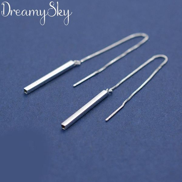 

stud dreamysky brand ear silver 925 jewelry wholesale sterling long line earrings for women ladies gifts femme pendientes, Golden;silver