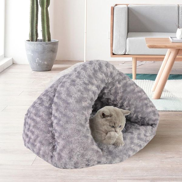 

kennels & pens dark grey pet dog bed house cushion puppy rose velvet slippers shape soft warm kennel small mats