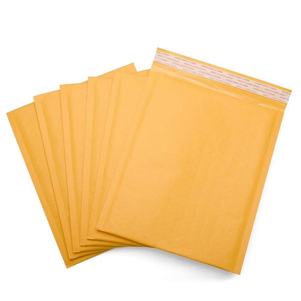 Gelbe Luftpolsterumschläge aus Kraftpapier, Taschen, Versandtaschen, gepolsterter Versandumschlag mit Blasen, Versandtasche, 10 Größen