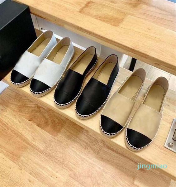 Fábrica de vendas diretas 2021 design de luxo moda sapatos femininos de couro respirável casual preto de alta qualidade palha cadarço de pescador 1