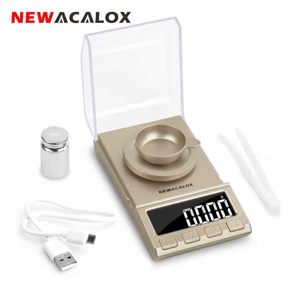 ACALOX 0.001g Balanza de joyería digital de precisión 50g / 100g / 200g Balanza electrónica alimentada por USB LCD Mini Lab Balance 0.001g 210927