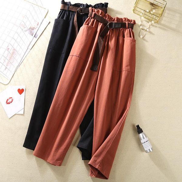 

women's pants & capris elastic high waist women summer harem 2021 bud loose ankle-length for red trousers green, Black;white