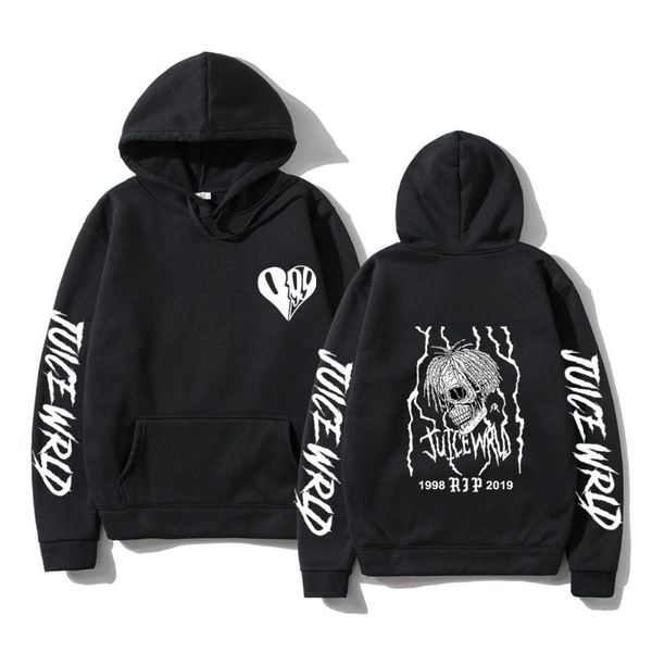 

men's hoodies & sweatshirts juice wrld men women hooded hip hop fashion casual hoodie print boys girls white pullovers, Black