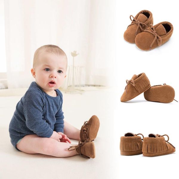 

born first walkers tassel bow infant soft sole anti-slip crib shoe frosted toddler baby girls boys lace up shoes