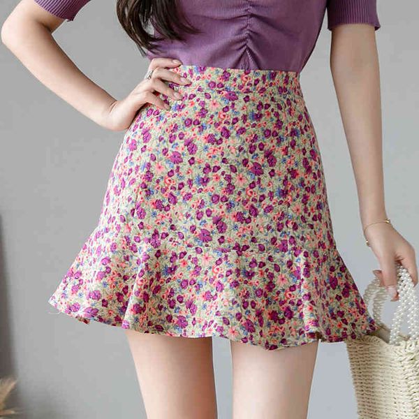 

stylish chic print asymmetrical mini mermaid skirt fashion women casual streetwear jupe femme 210514, Black