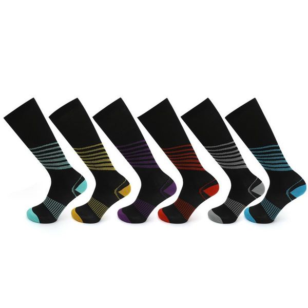 

men's socks long tube compression men and women running sports non-slip quick-drying stripes color personality riding, Black