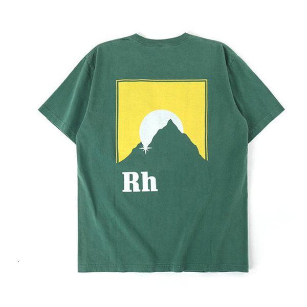 

grey green rhude t shirt men women 1:1 washed do old t-shirts summer style fashion rhude tees_xymy, White;black
