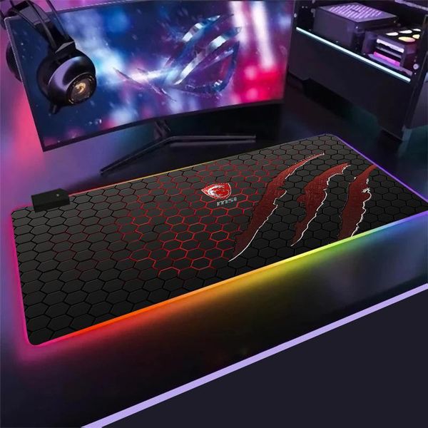 

mouse pads & wrist rests 2021 design msi pad led rgb big size xxl gamer anti-slip rubber play mats gaming for keyboard lapcomputer mat